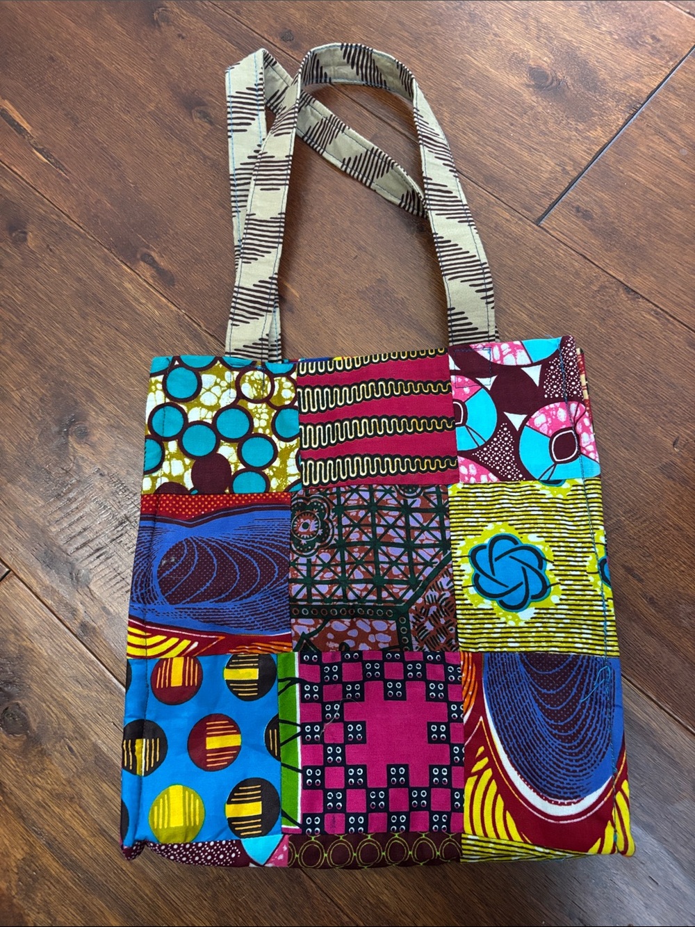 Multicolor Cotton Tote Bag - Vibrant African Print